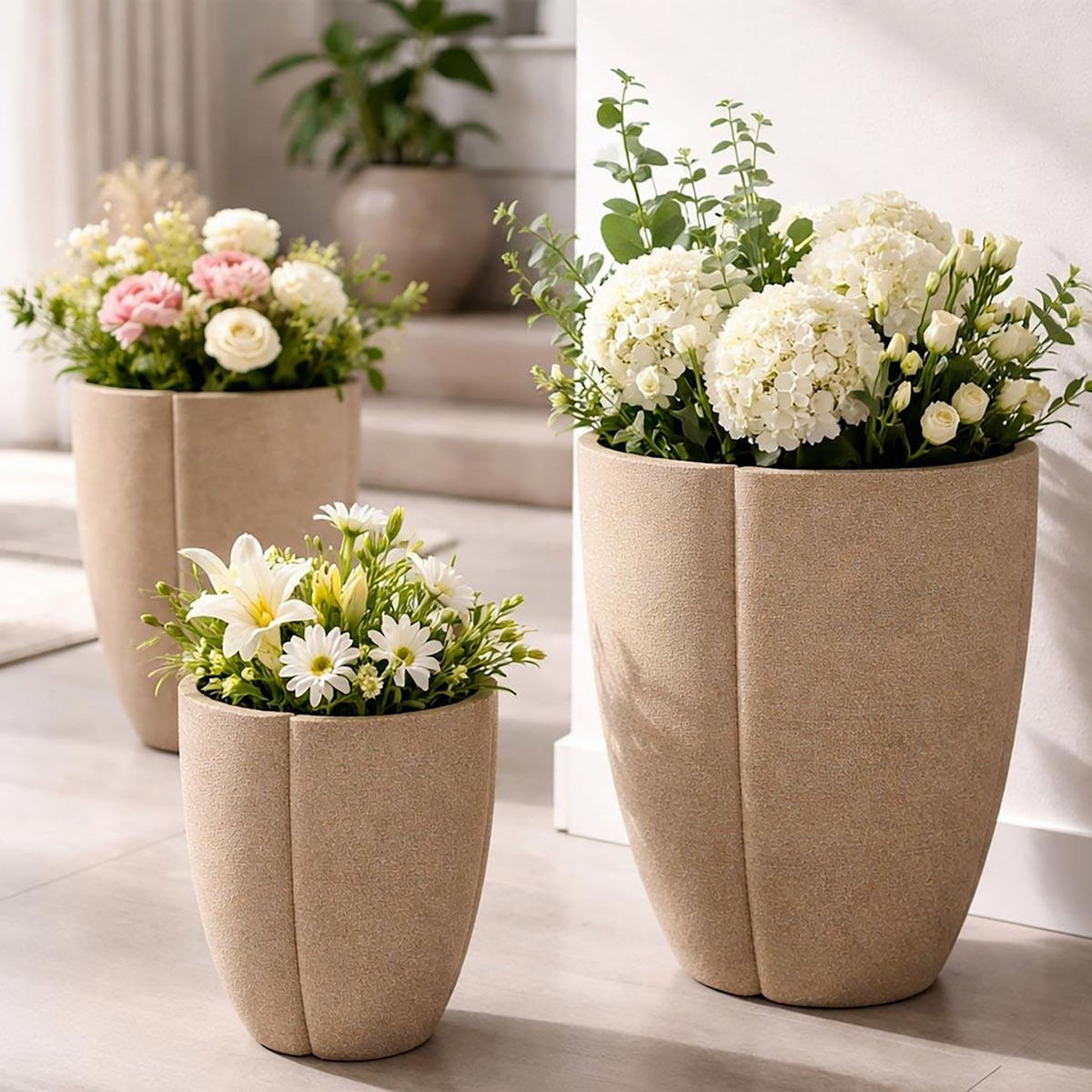 Paris Prix Lot de 3 Cache-Pots  Peru  50cm Gris