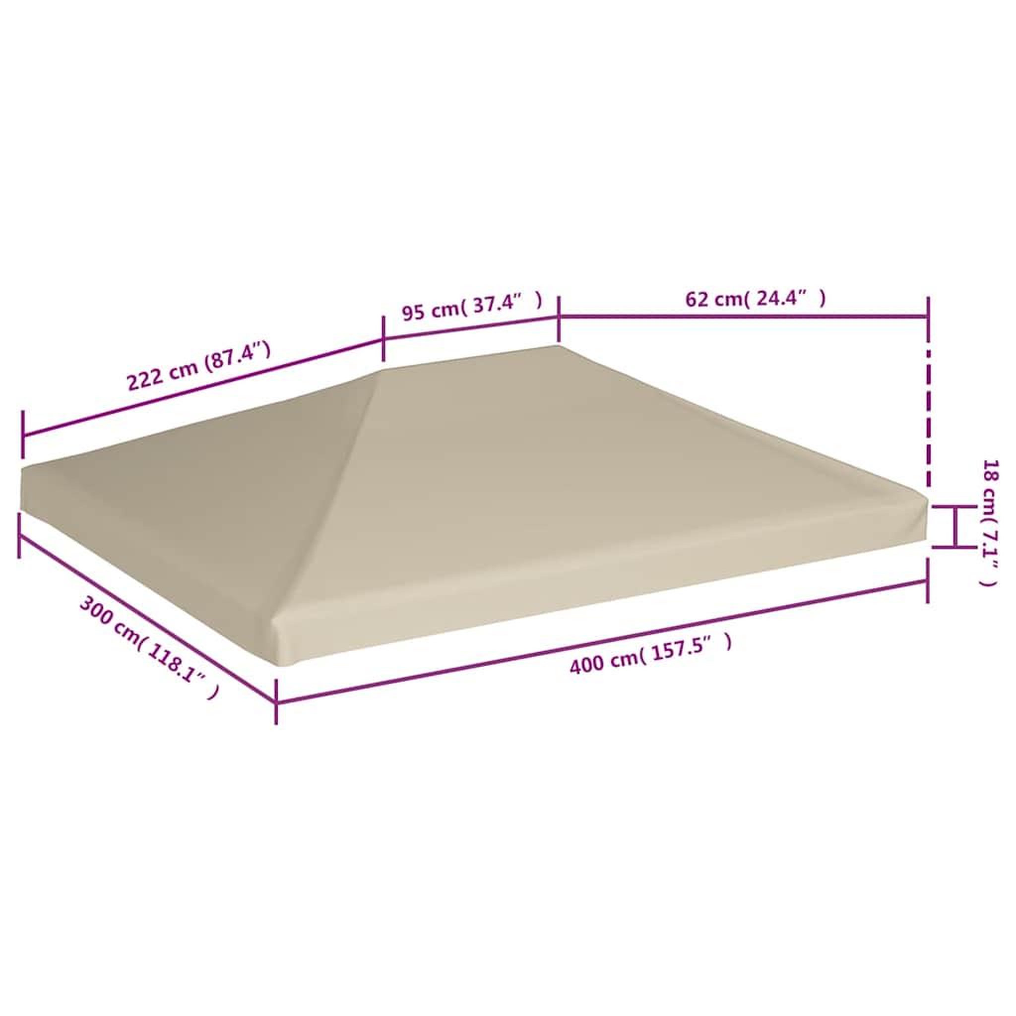 Voir la diapositive 6 : VIDAXL Couverture de dessus de belvedere 310 g / m^2 4x3 m Beige