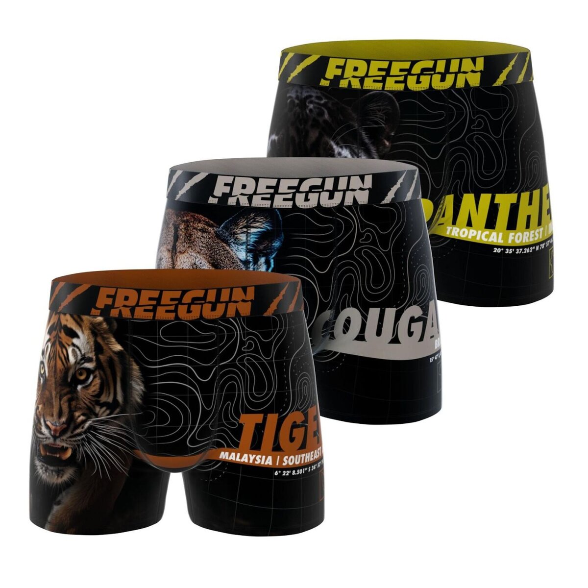 FREEGUN Lot de 3 boxers enfant Wild Life