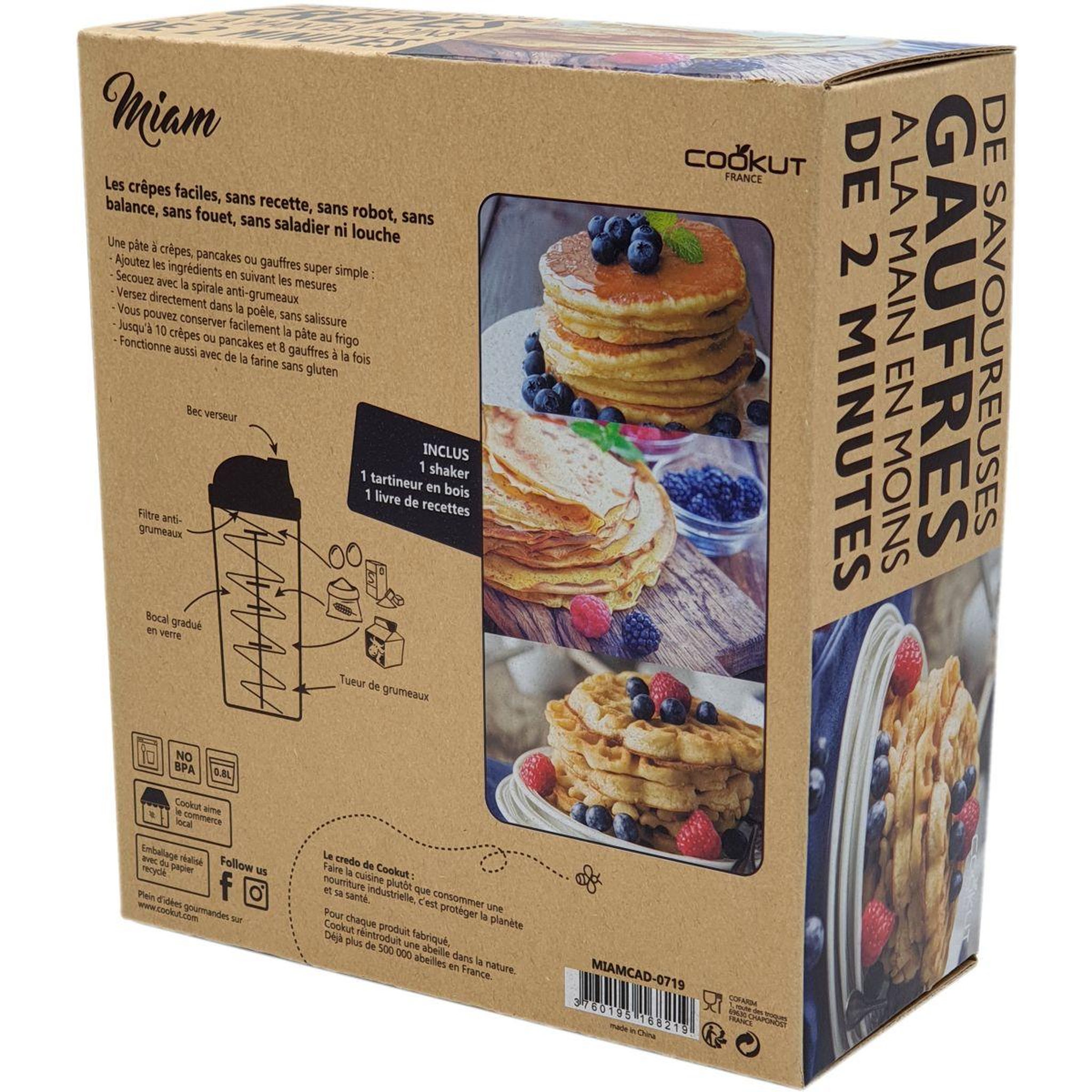 Voir la diapositive 2 : COOKUT Shaker à crepes avec spatule et livre