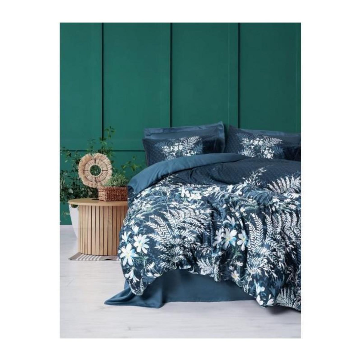 GENERIQUE Parure de lit - 129CTN64856 - 1 housse de couette 220 x 240 cm + 2 taies d'oreiller 60 x 60 cm - Satiné 100% coton - Vert