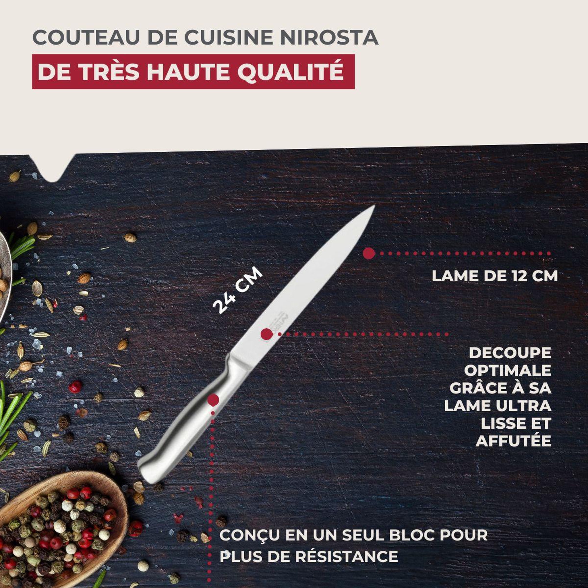 Voir la diapositive 3 : NIROSTA Ensemble de 2 couteaux de cuisine santoku lame de 18 cm nirosta star
