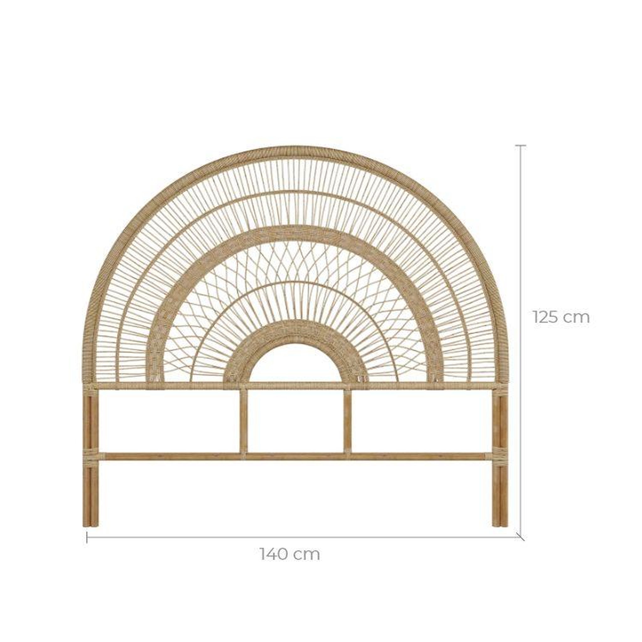 Voir la diapositive 4 : MAISON PAVANE Tête de lit en rotin naturel 140 cm-astéria
