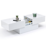 ID MARKET Table basse coulissante rectangulaire MARTA bois blanc