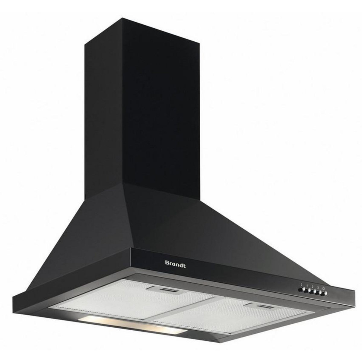 BRANDT Hotte décorative murale 60cm 600m3/h noir - ad1006b