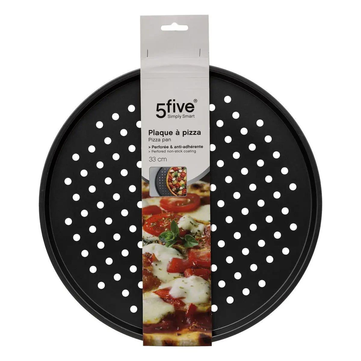 FIVE Plaque à Pizza  Métal Perforé  33cm Gris Foncé
