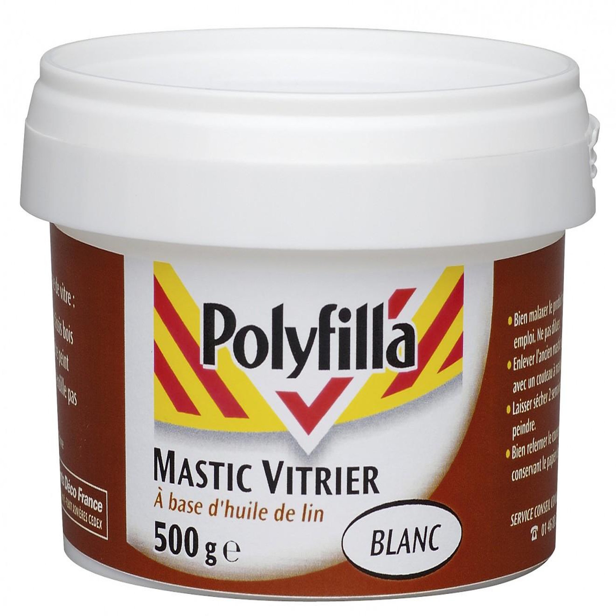 CENTRALE BRICO Mastic d'étanchéité vitrier POLYFILLA 500 g blanc