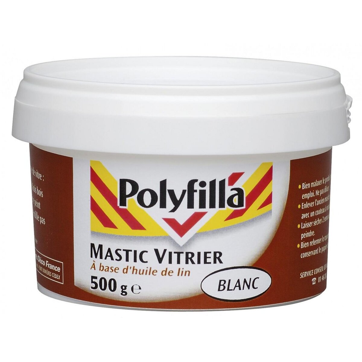 CENTRALE BRICO Mastic d'étanchéité vitrier POLYFILLA 500 g blanc