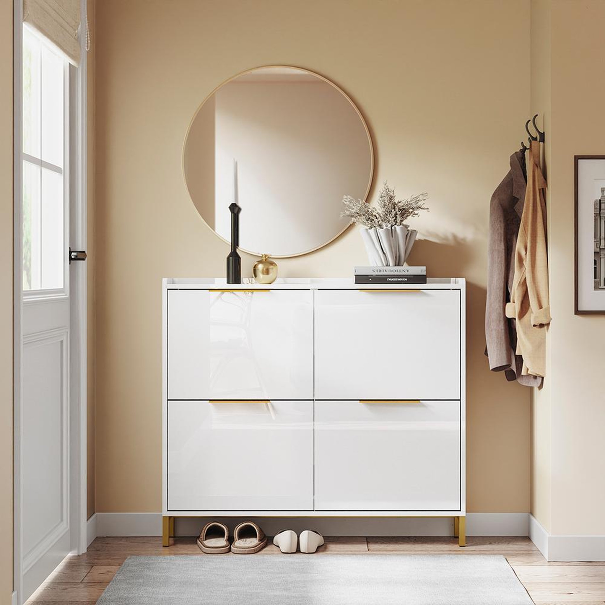 Voir la diapositive 4 : SOBUY SoBuy - Meuble À Chaussures 4 portes - Blanc - 100x48x90cm - Moderne - FSR206-GW