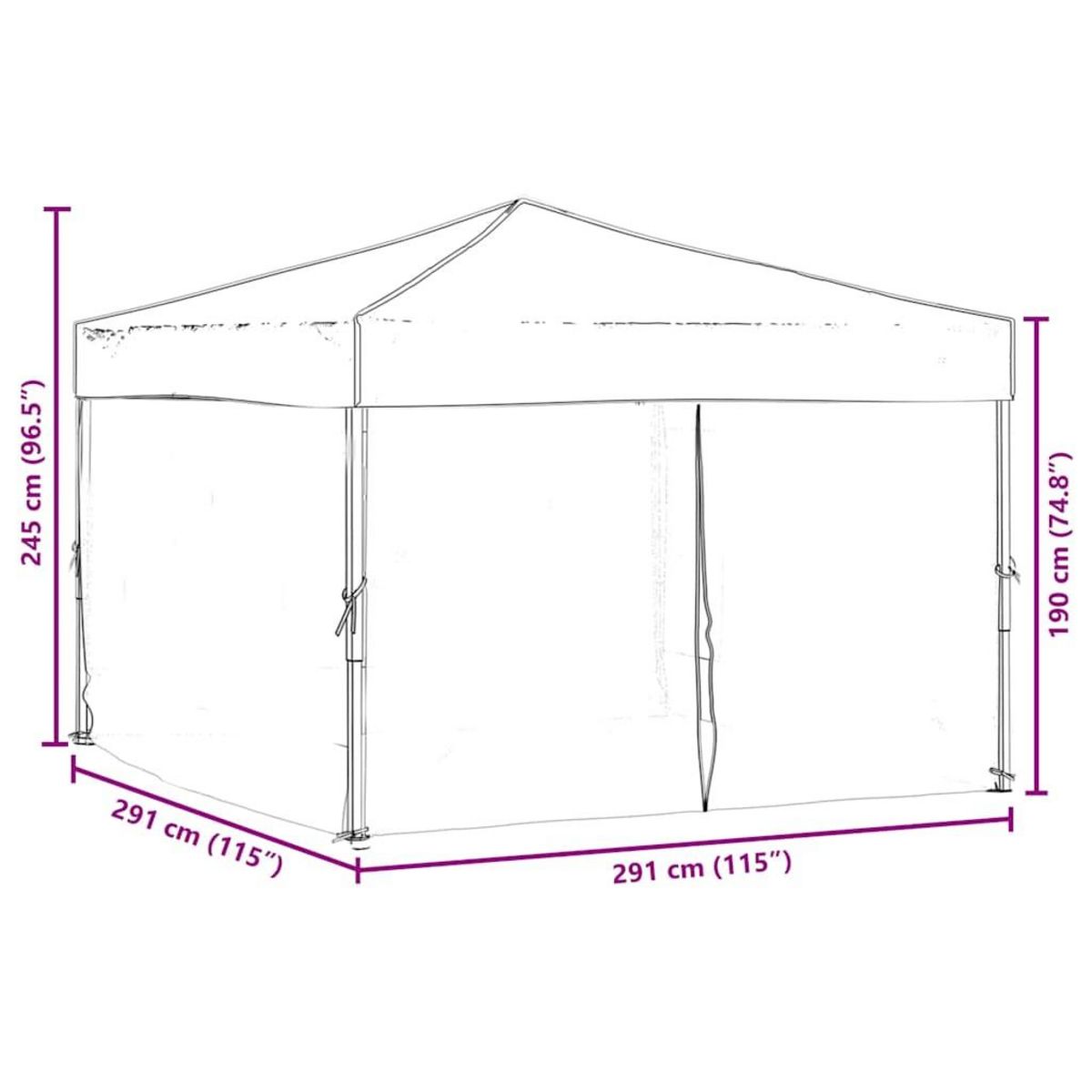 VIDAXL Tente de reception pliable avec parois Taupe 3x3 m
