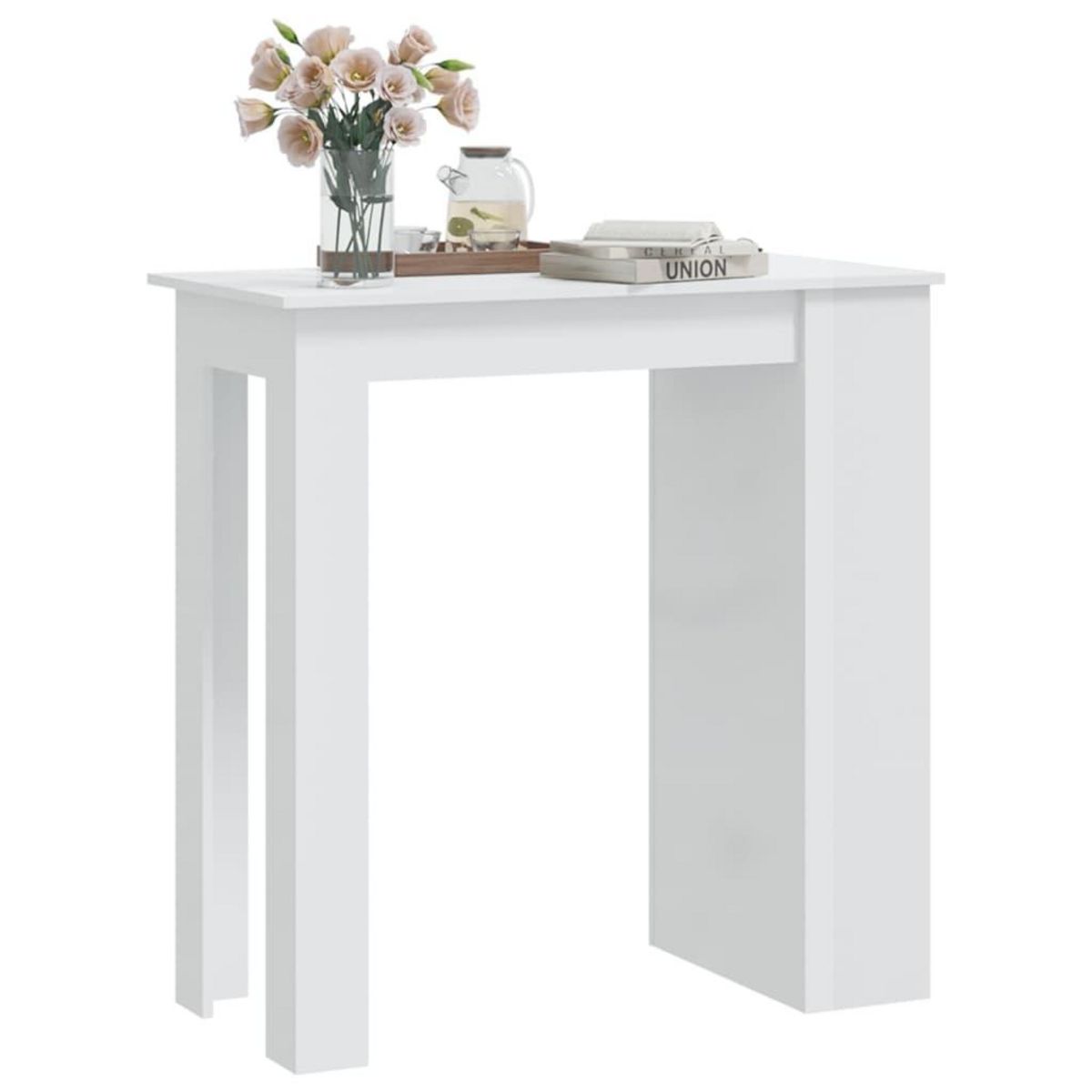 VIDAXL Table de bar etagere de rangement Blanc brillant 102x50x103,5cm
