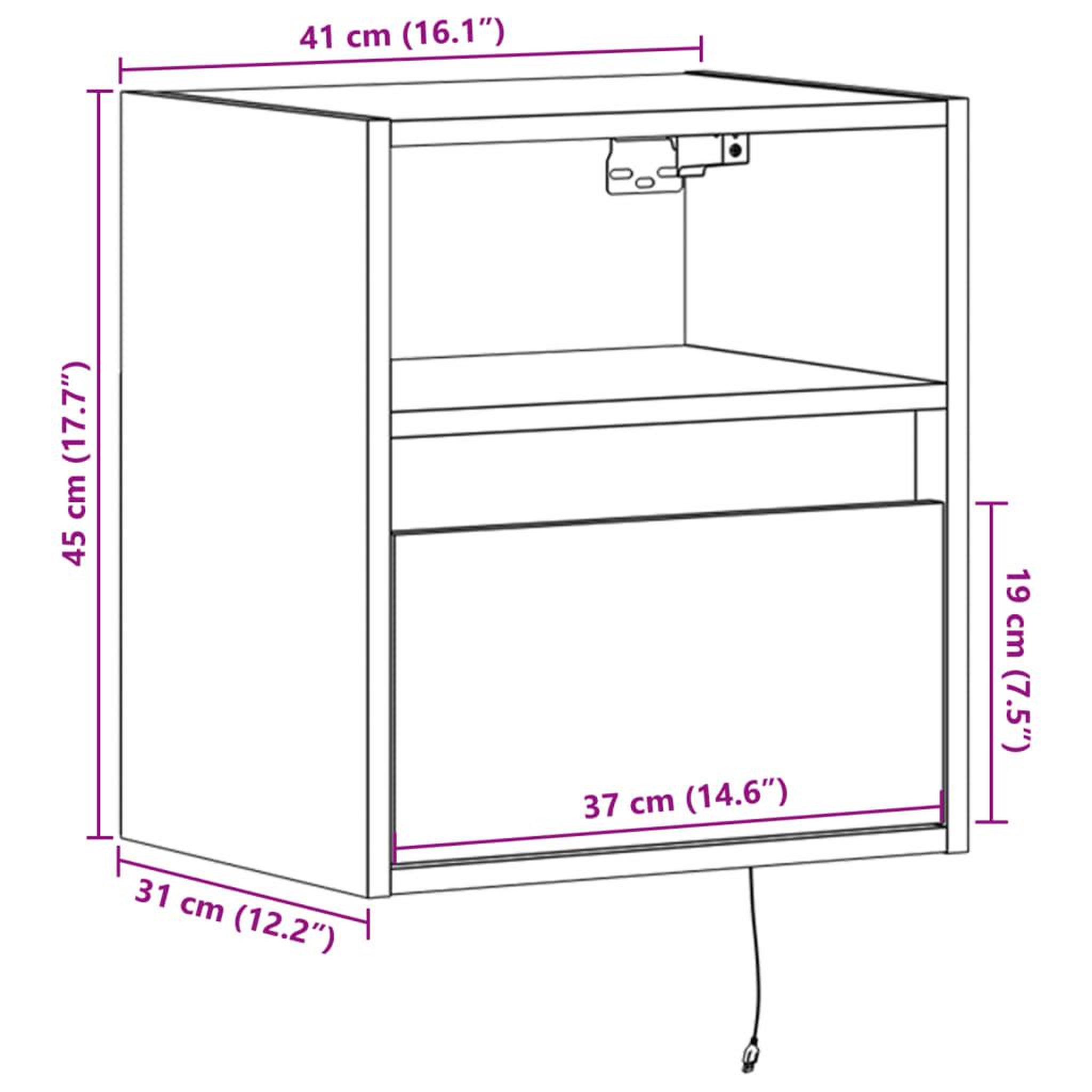 Voir la diapositive 6 : VIDAXL Tables de chevet murales avec lumieres LED 2 pcs chene marron