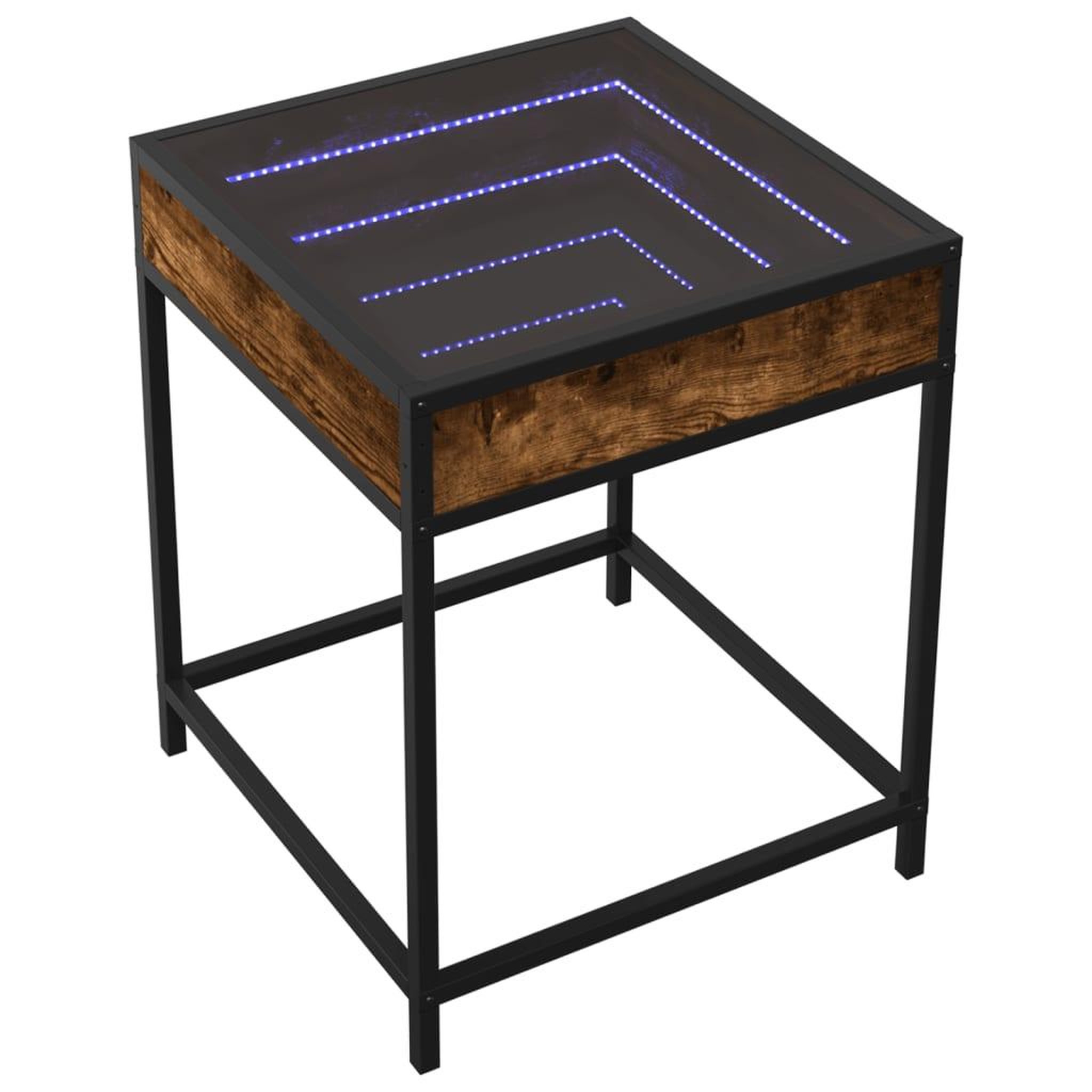 Voir la diapositive 3 : VIDAXL Table de chevet avec LED infini chene fume 40x40x51 cm
