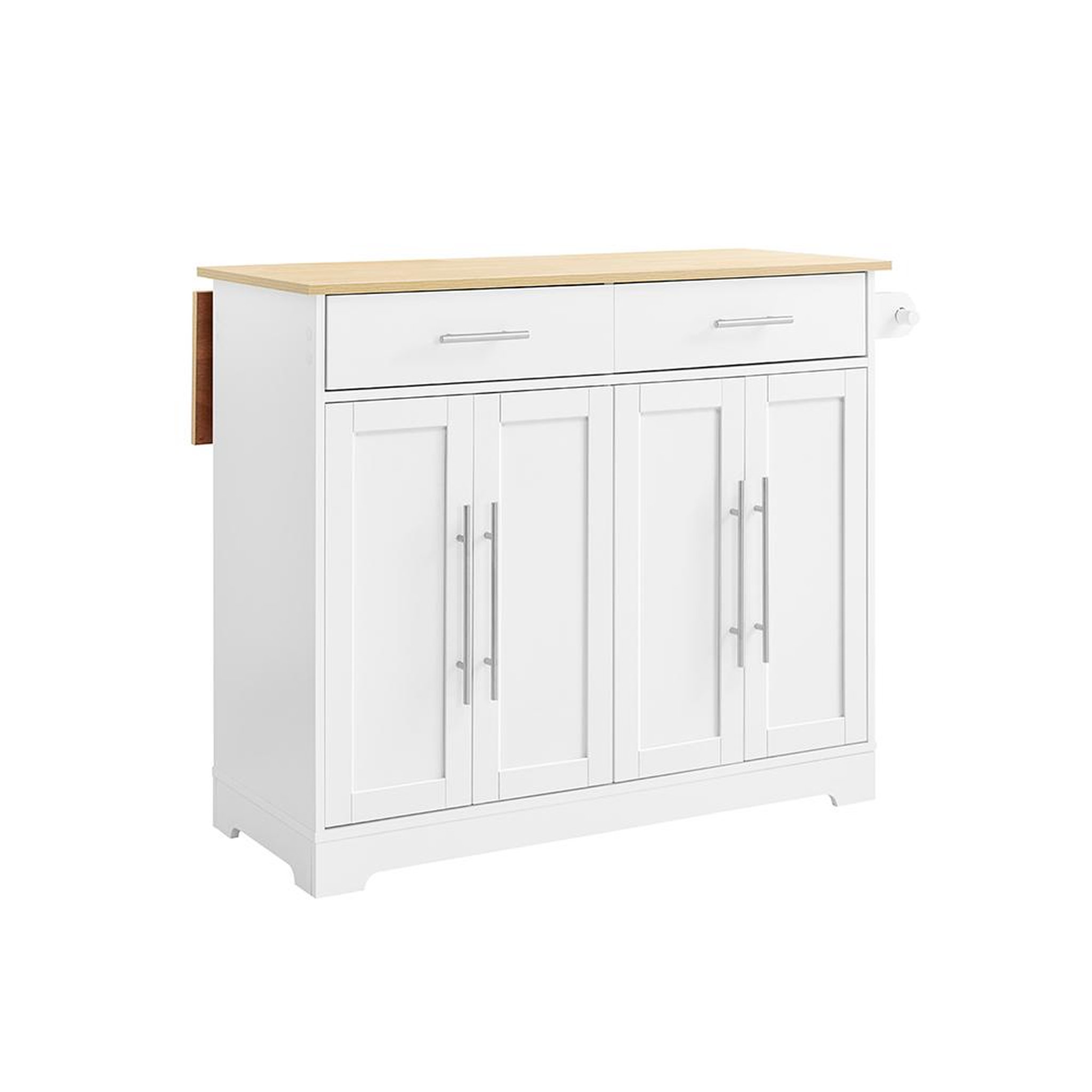 SOBUY SoBuy - Îlot De Cuisine à deux tiroirs - Blanc - 107x44x91cm - Nordique - FKW129-NW
