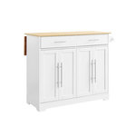 SOBUY SoBuy - Îlot De Cuisine à deux tiroirs - Blanc - 107x44x91cm - Nordique - FKW129-NW