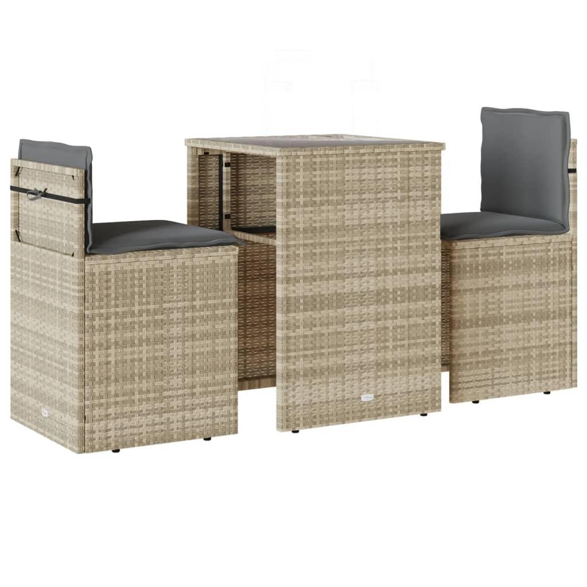 Voir la diapositive 2 : VIDAXL Ensemble de bistro 3 pcs et coussins gris clair resine tressee