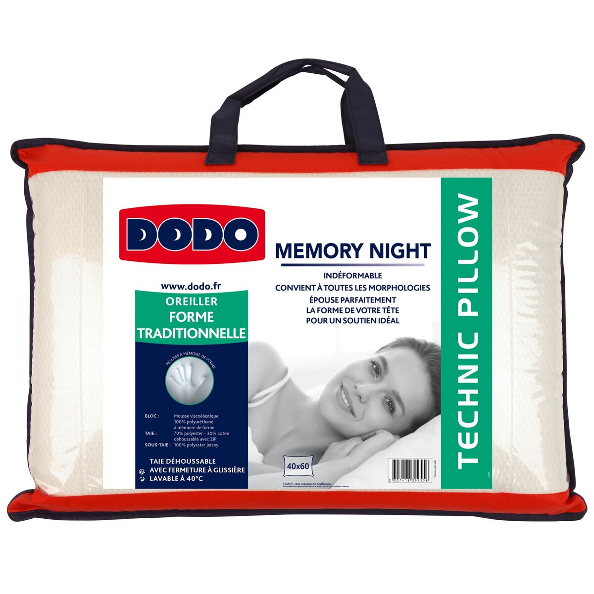 DODO Oreiller ergonomique à mémoire de forme MEMORY NIGHT