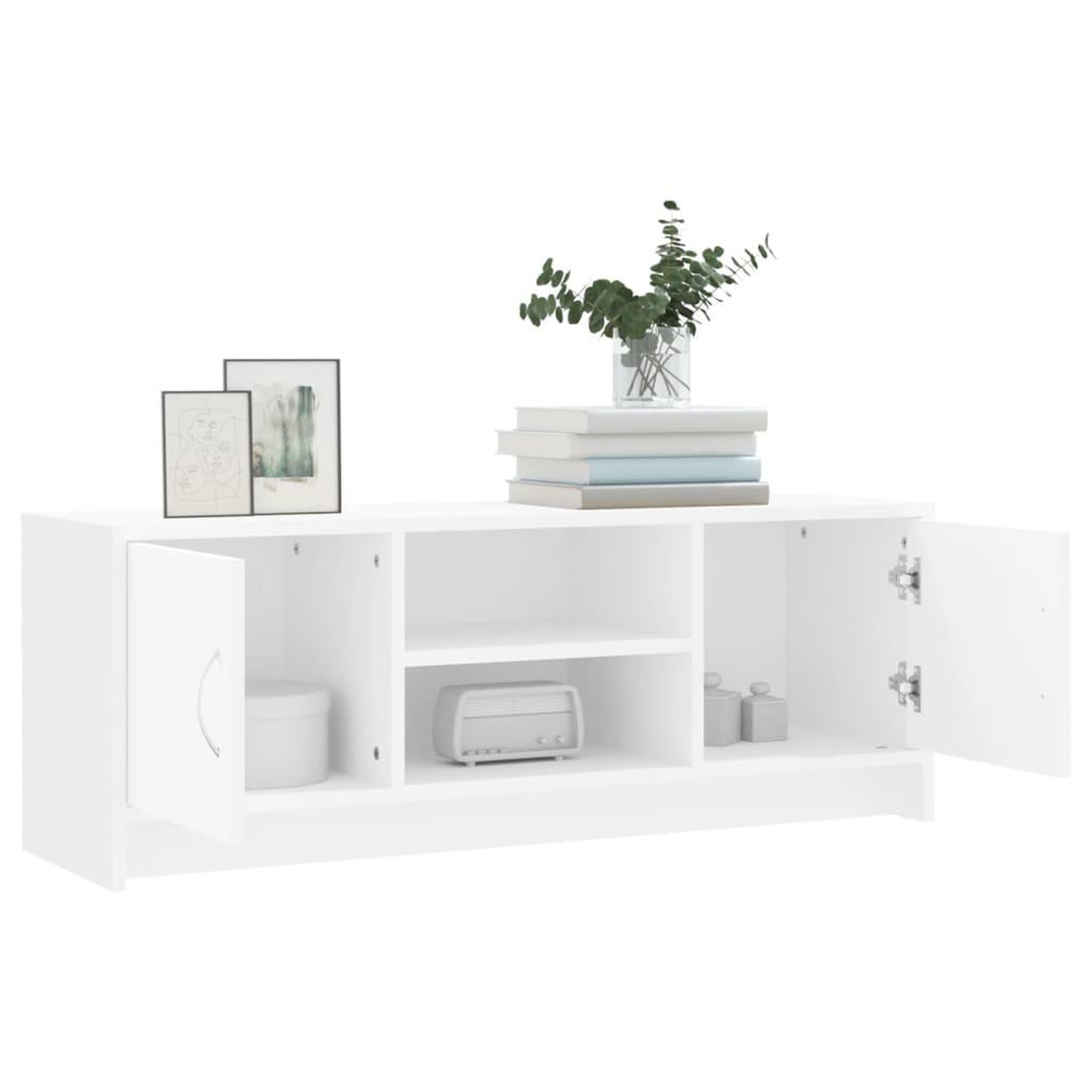 Voir la diapositive 4 : VIDAXL Meuble TV blanc 102x30x37,5 cm bois d'ingenierie