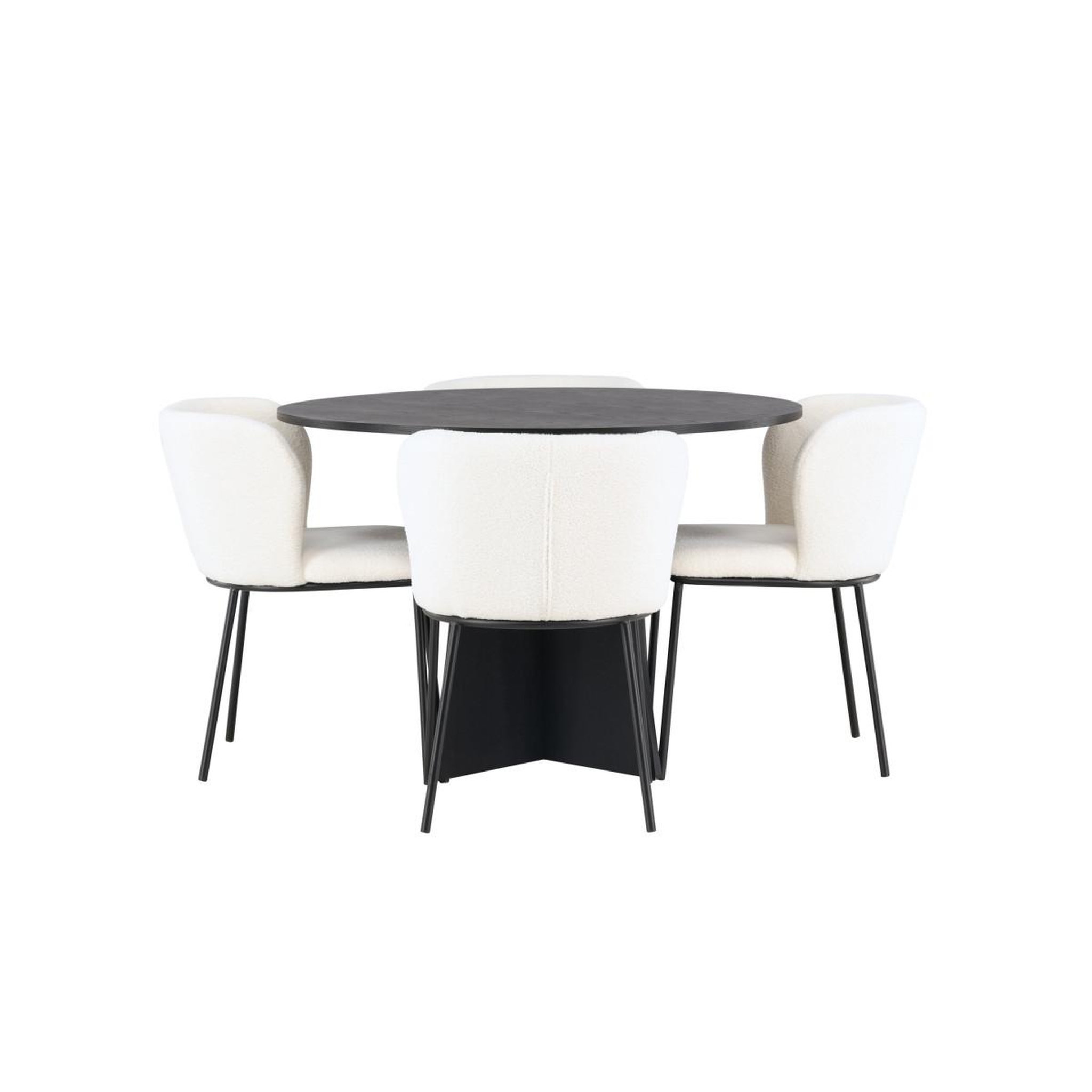 Voir la diapositive 2 : Paris Prix Ensemble table à manger & 4 chaises  bootcut & edina  110cm noir & blanc