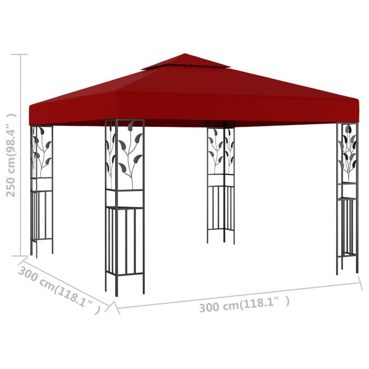 VIDAXL Belvedere 3x3 m Rouge bordeaux