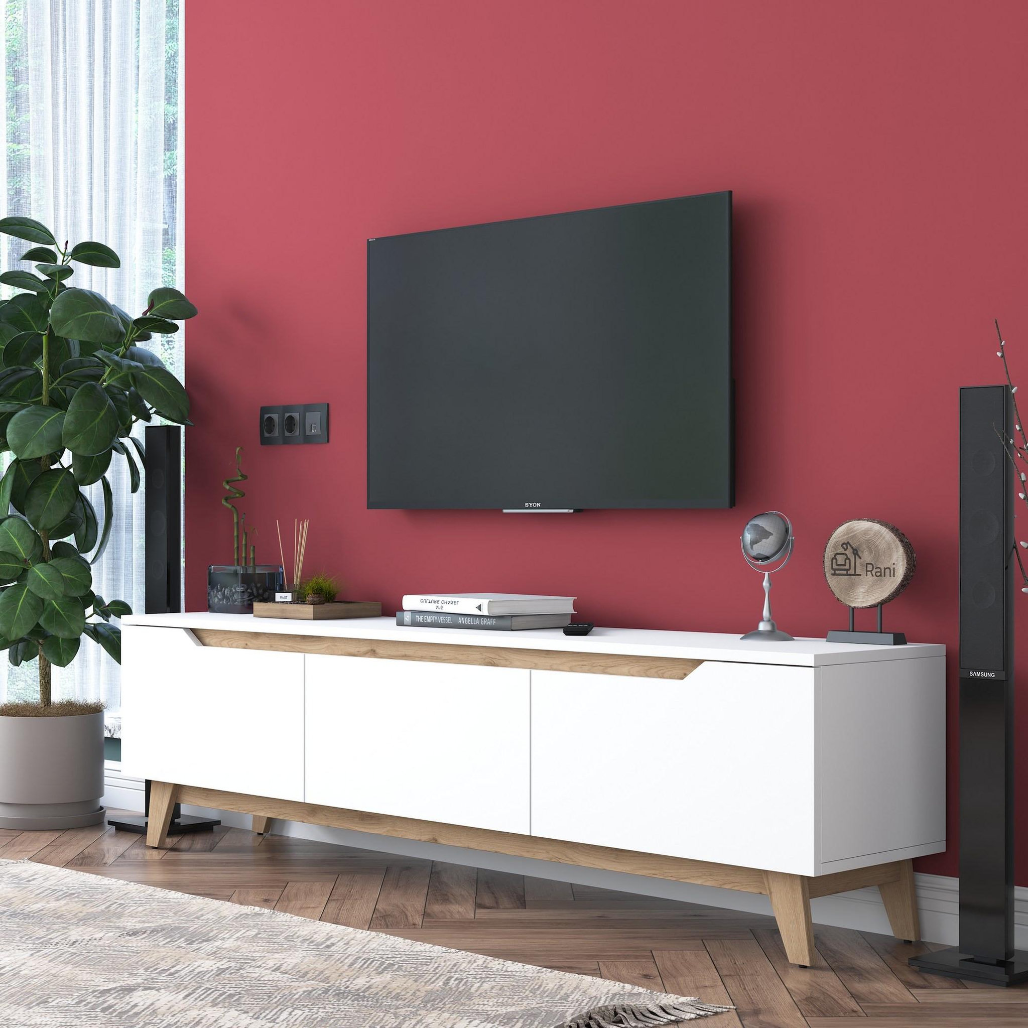 Voir la diapositive 4 : Habitat et Jardin Meuble tv en bois  digi  - 180 x 35 x 48 cm - beige