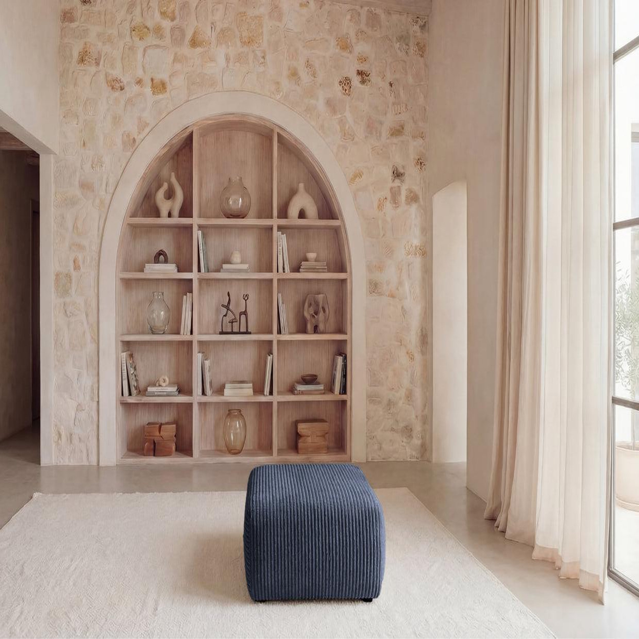 Voir la diapositive 3 : CASANOVA PARIS Elvis - pouf en gros velours côtelé 96x87x44