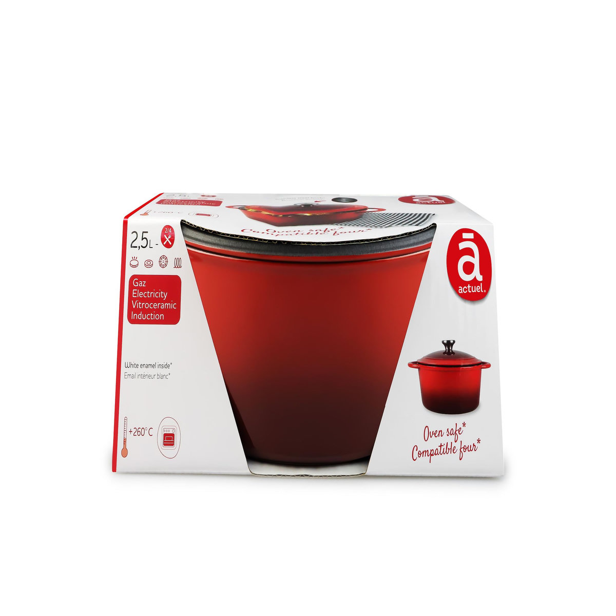 ACTUEL Cocotte ronde 2,5L fonte  rouge 