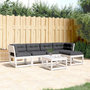 Voir la diapositive 1 : VIDAXL Salon de jardin 5 pcs avec coussins blanc bois massif de pin