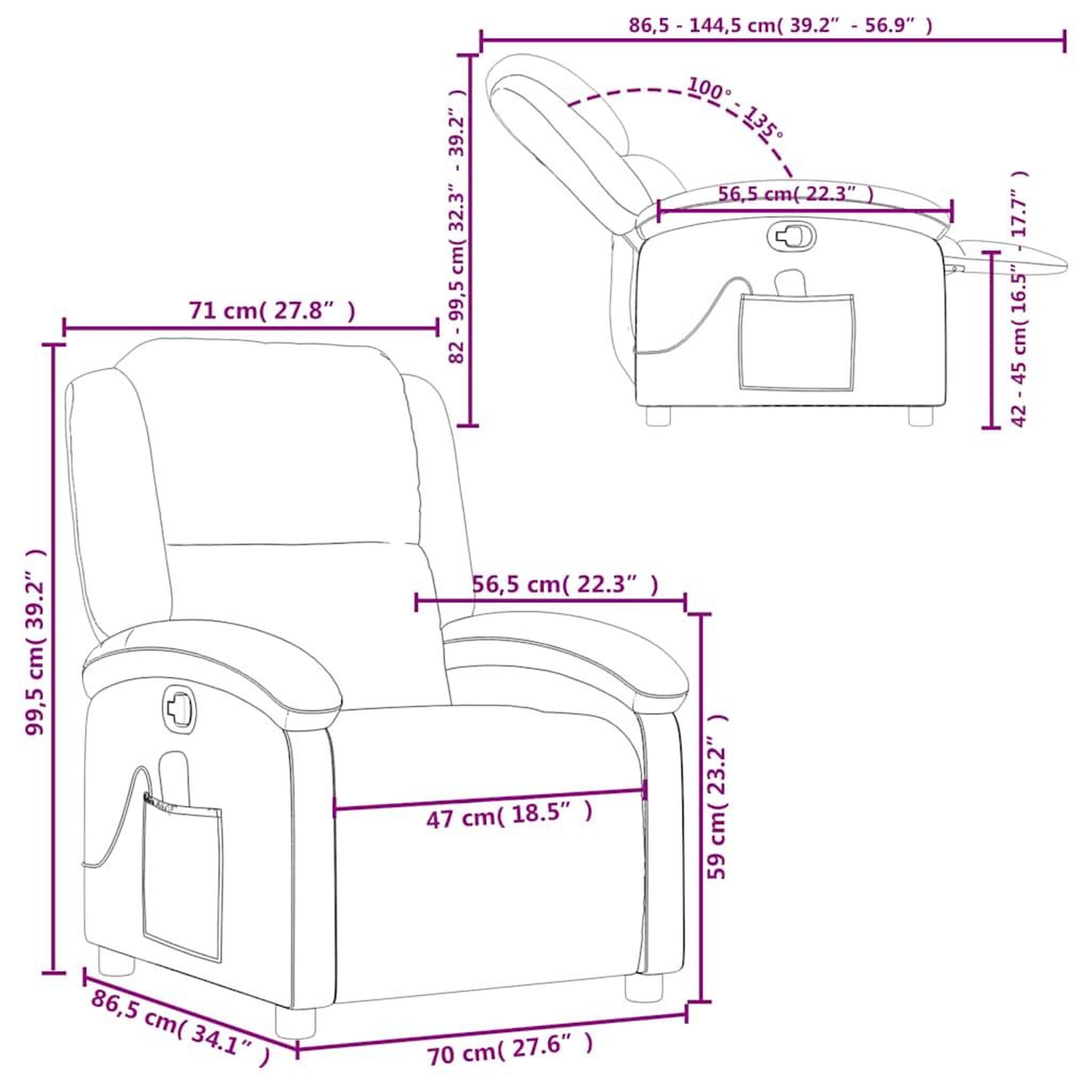 Voir la diapositive 6 : VIDAXL Fauteuil inclinable de massage bleu velours