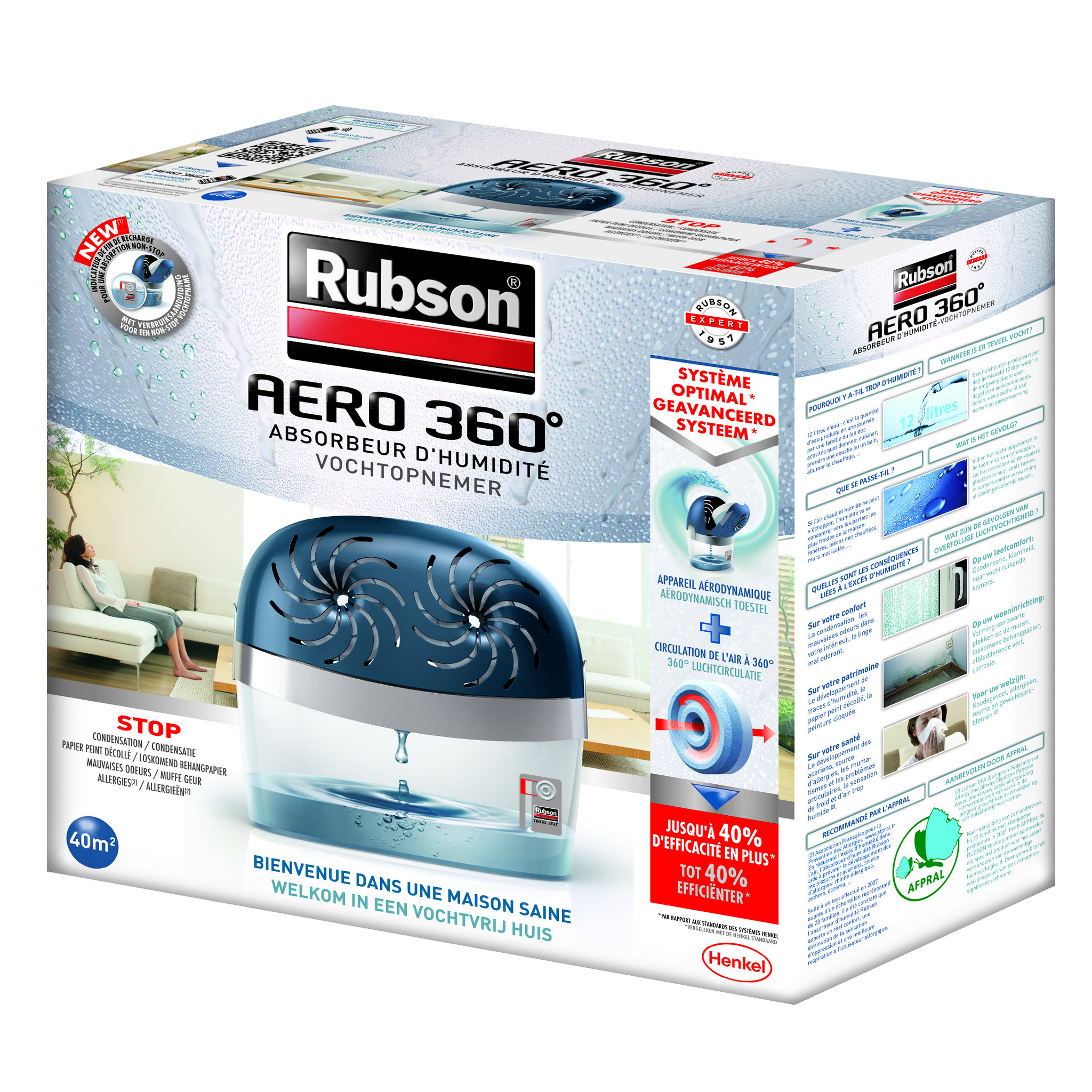 Voir la diapositive 3 : RUBSON Absorbeur d'humidité AERO 360 - 40m² 
