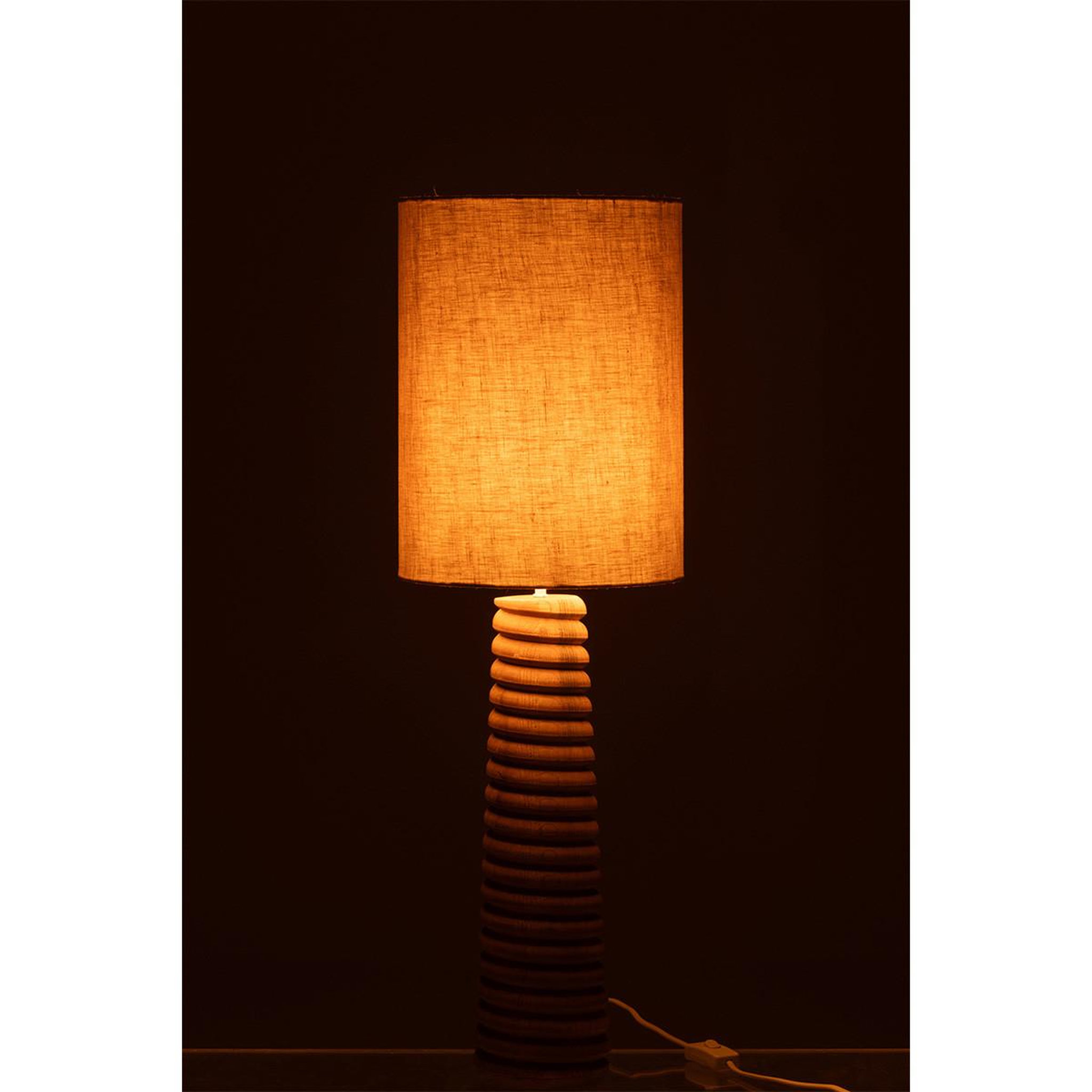 Voir la diapositive 3 : J-LINE Lampe à poser filetage en bois  ailanthus  85cm naturel