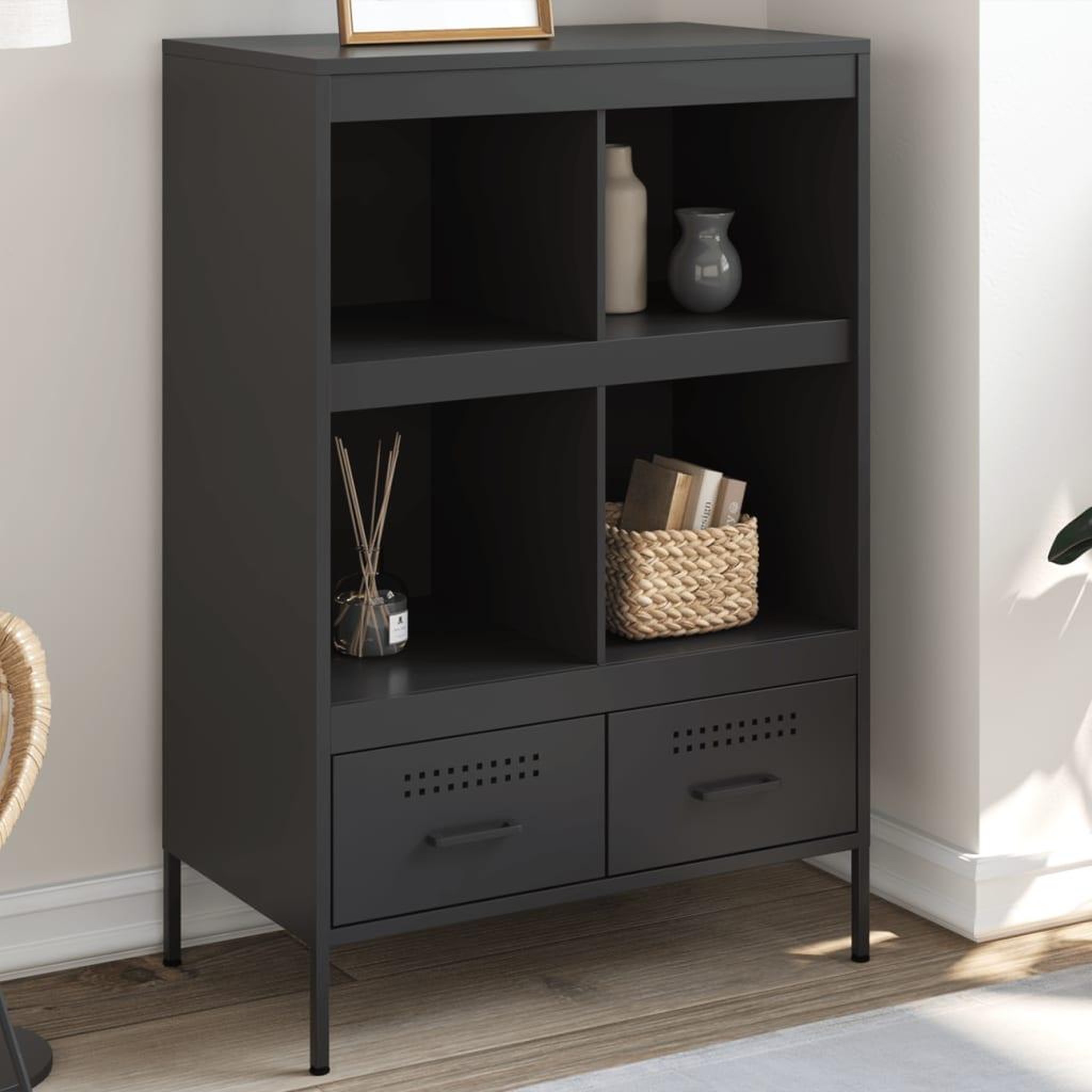 VIDAXL Buffet haut noir 68x39x101,5 cm acier