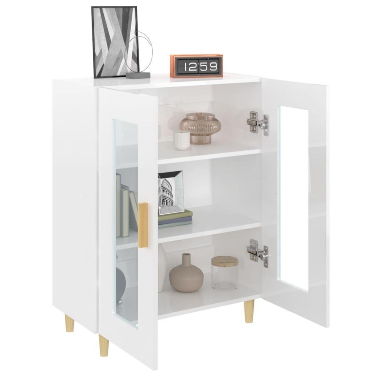 VIDAXL Buffet Blanc brillant 69,5x34x90 cm Bois d'ingenierie