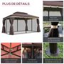 Voir la diapositive 6 : OUTSUNNY Tonnelle barnum pavillon de jardin style colonial double toit toile moustiquaires et toiles amovibles 3,9L x 2,9l x 2,8H m chocolat