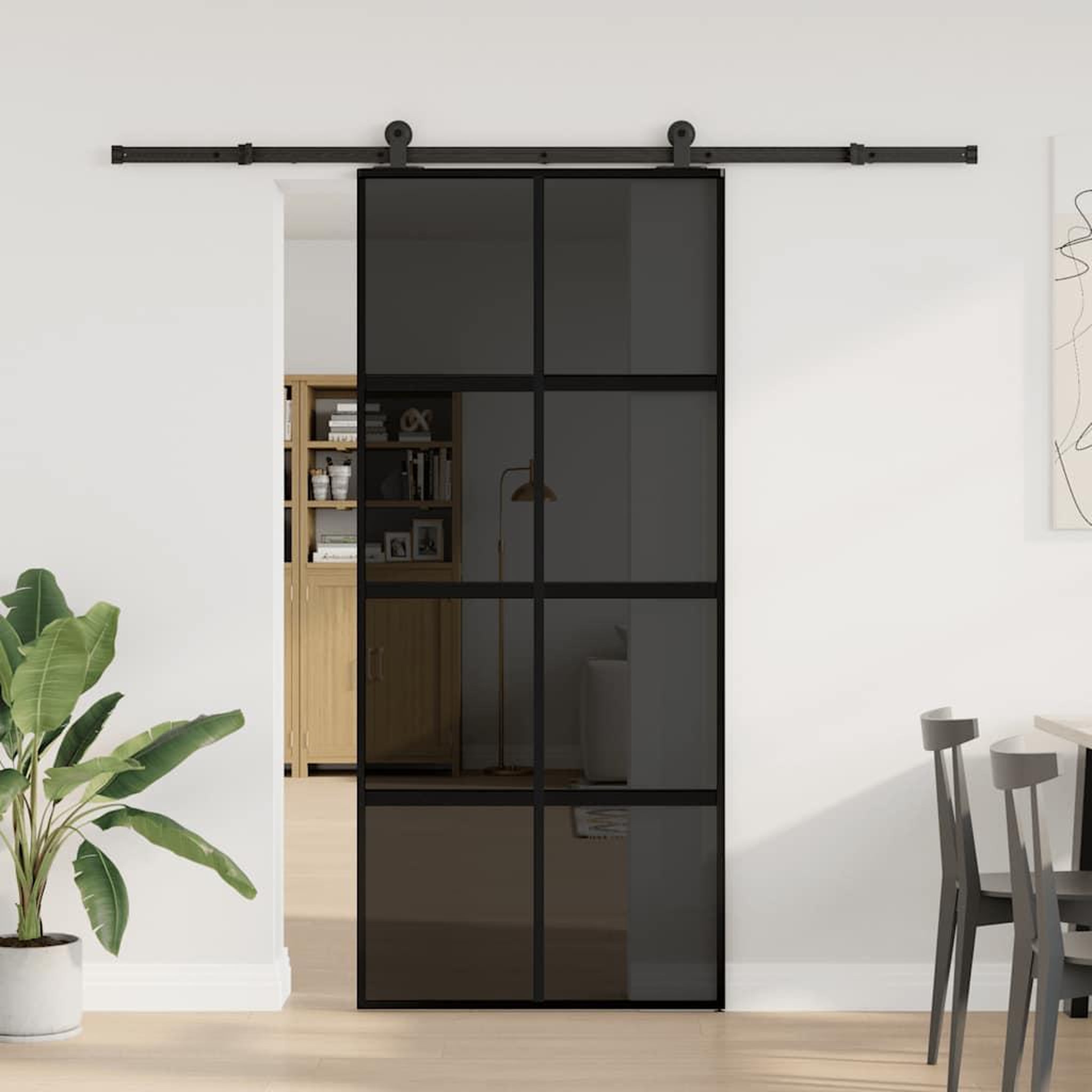 Voir la diapositive 2 : VIDAXL Porte coulissante kit de quincaillerie trempe verre aluminium