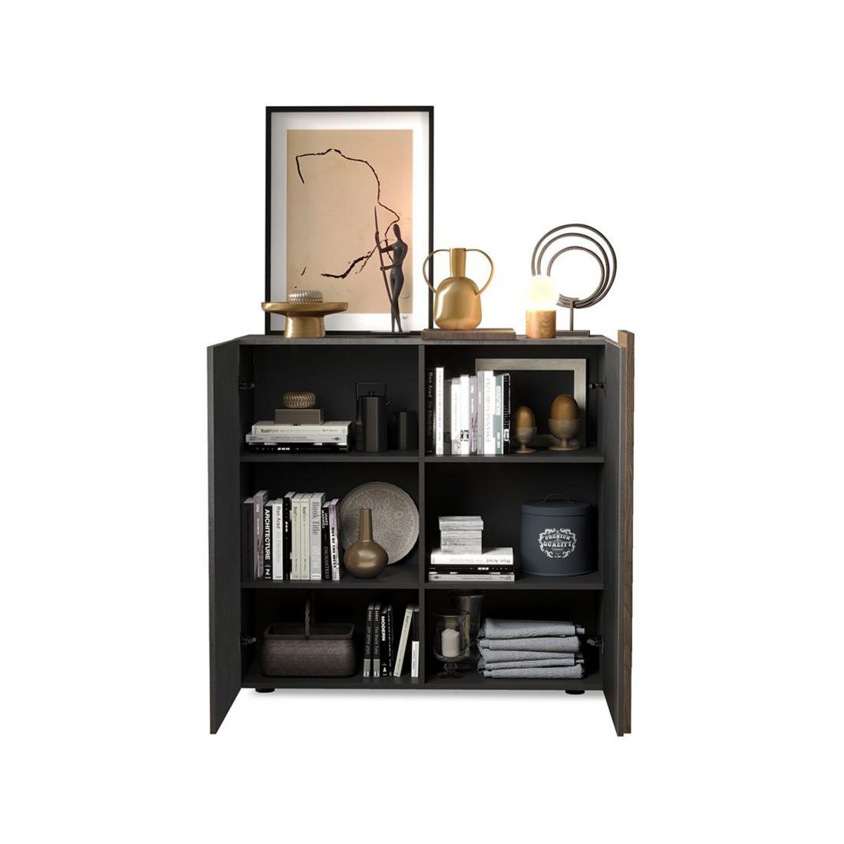 BEST MOBILIER Leon - buffet bas - 2 portes - 113x121 cm