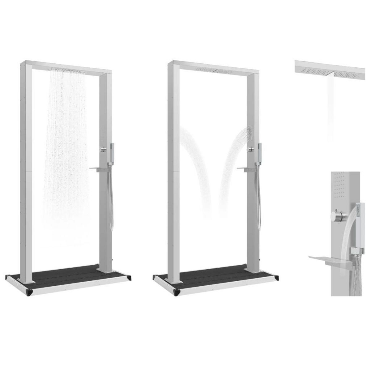 VIDAXL Douche d'exterieur avec receveur WPC Acier inoxydable