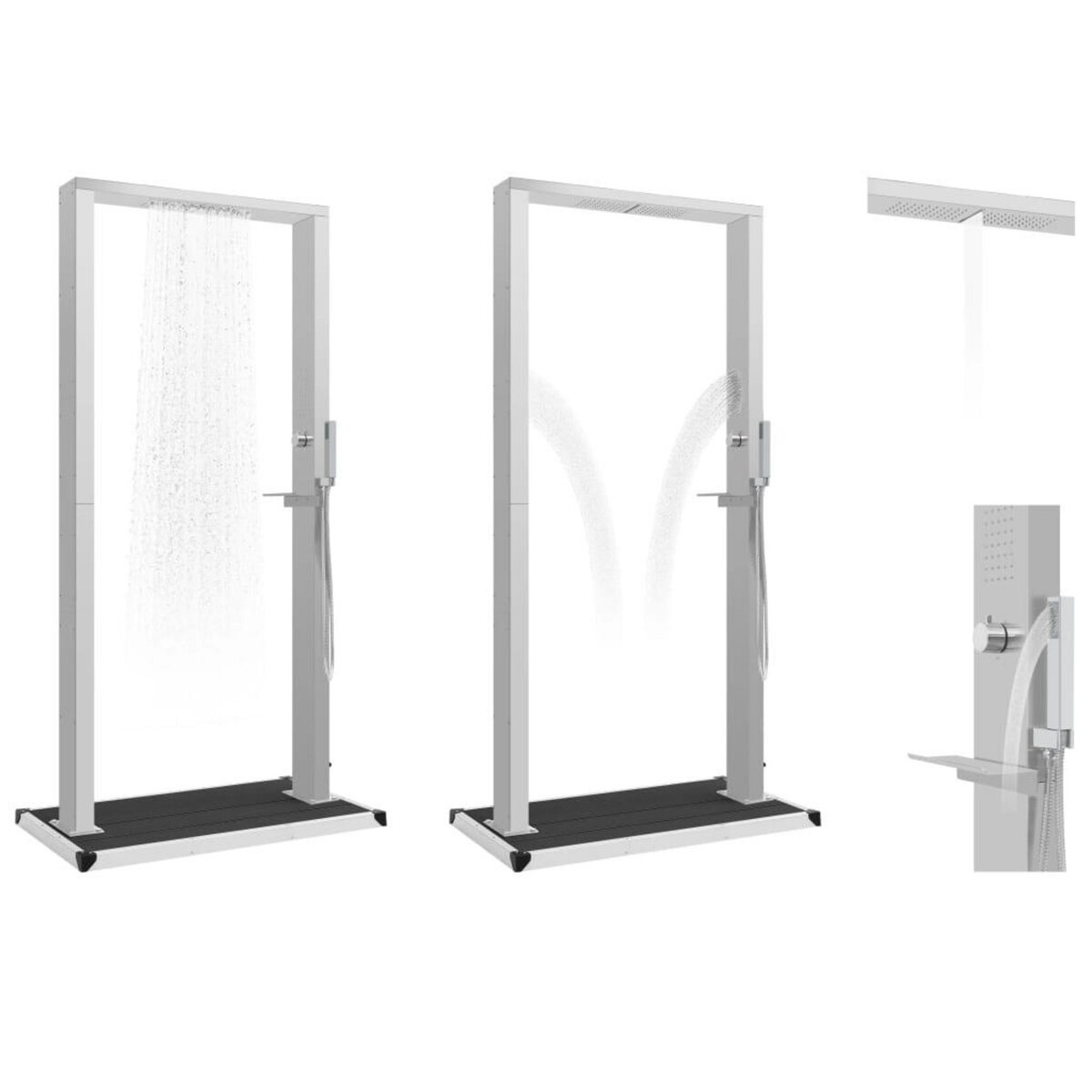 VIDAXL Douche d'exterieur avec receveur WPC Acier inoxydable