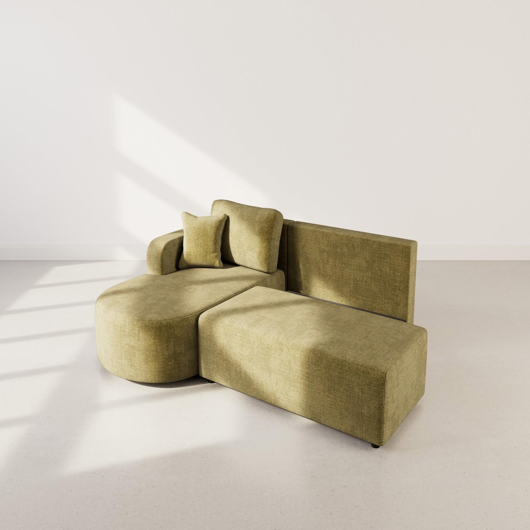 Voir la diapositive 3 : BEST MOBILIER Miro - canapé d'angle gauche 4 places convertible avec coffre en velours texturé