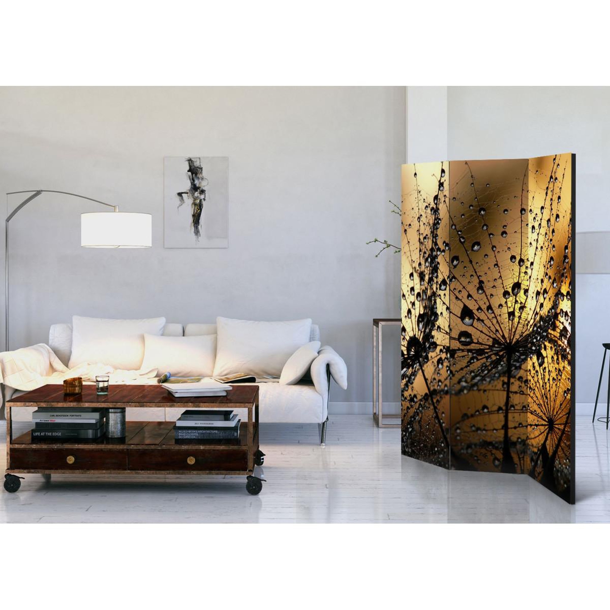 Voir la diapositive 2 : Paris Prix Paravent 3 volets  dandelions in the rain  135x172cm