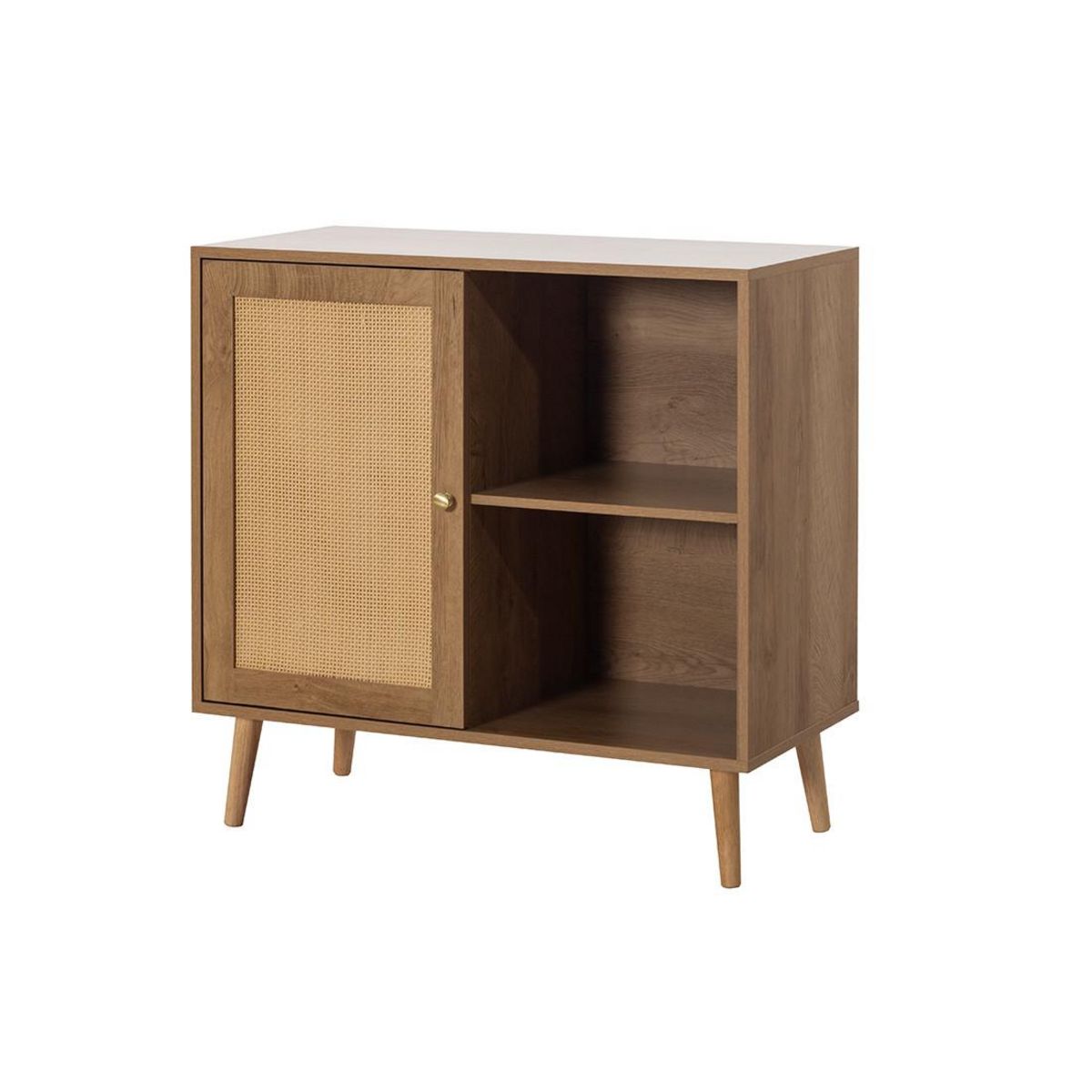 BEST MOBILIER Goto - buffet haut - effet bois et cannage - 80 cm