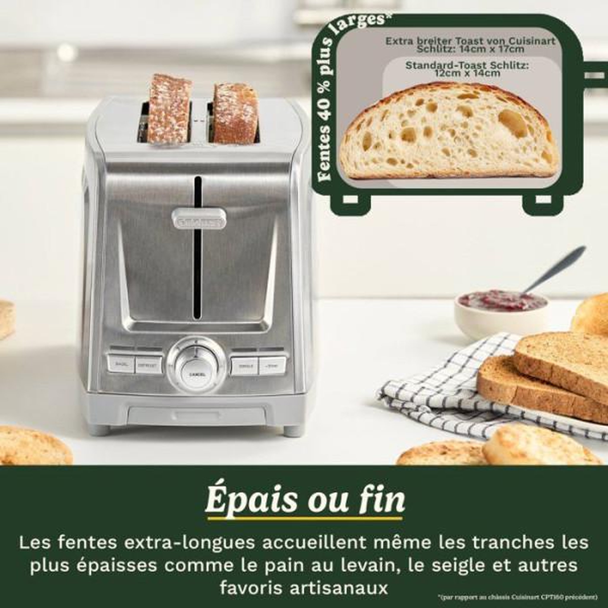 Voir la diapositive 5 : Cuisinart Grille Pain - Toaster Electrique  - CUISINART - Core Collection - 2 tranches - Fentes extra larges - Inox