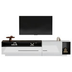 MERAX Meuble tv blanc+noir 170 cm panneau de particules