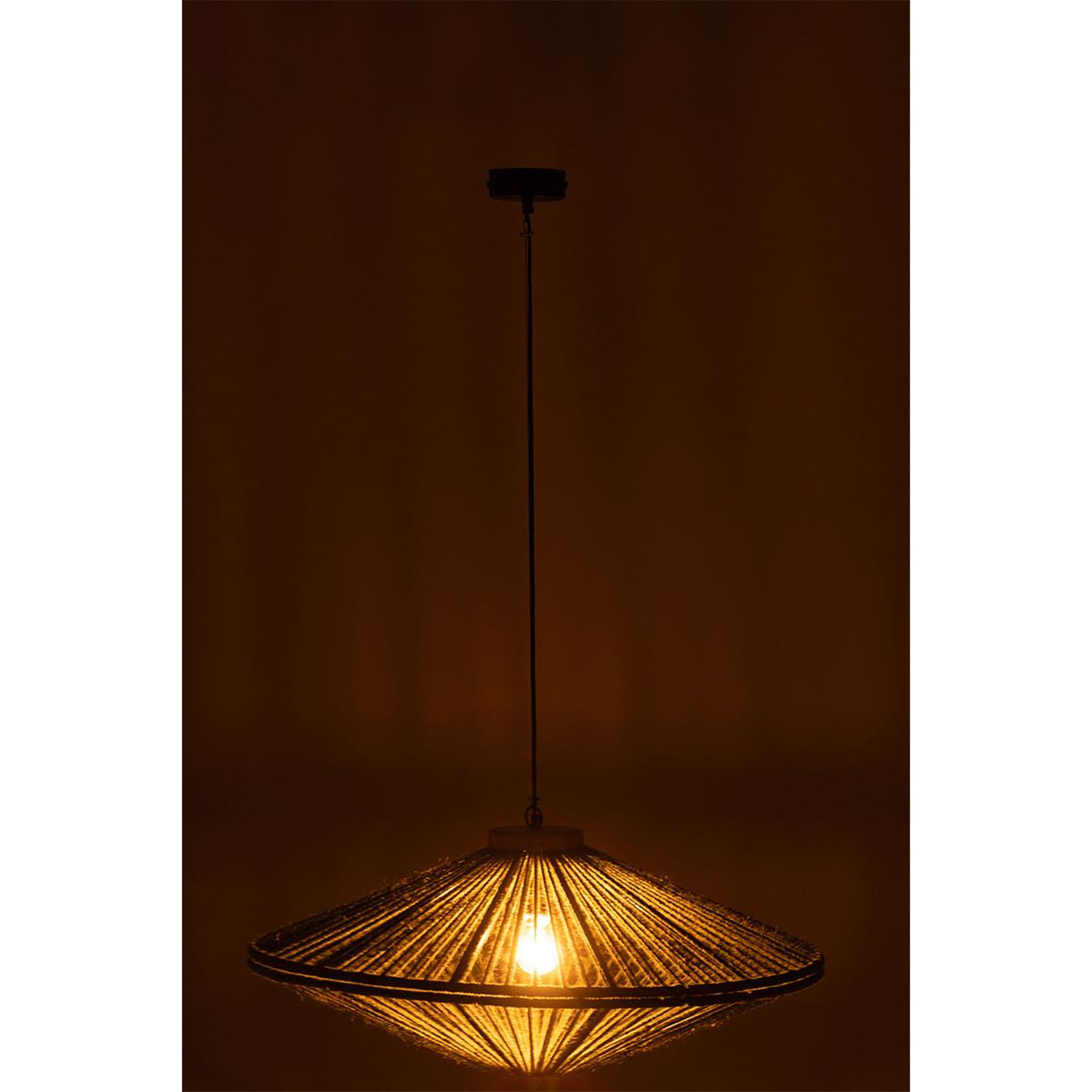 Voir la diapositive 3 : J-LINE Lampe suspension en jute  dollie  77cm vert