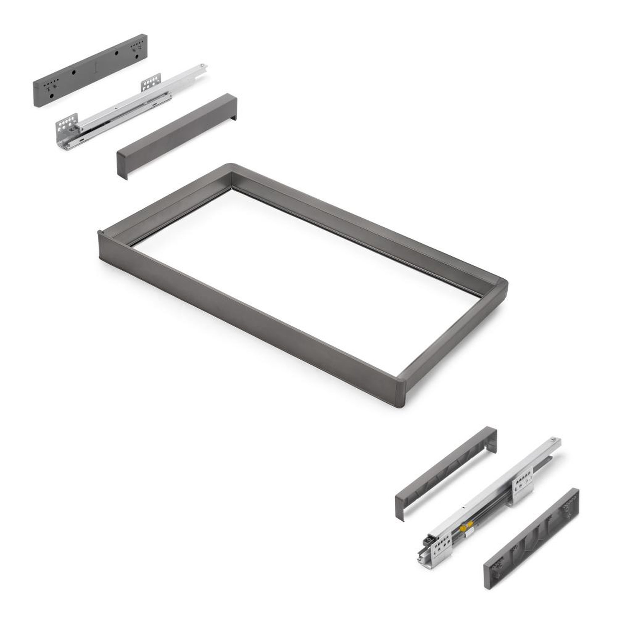 EMUCA SRL Rack avec glissières à extension totale et à fermeture douce pour accessoires d'armoire Quartz -  762-788mm -  Aluminium et plastique -  Titane
