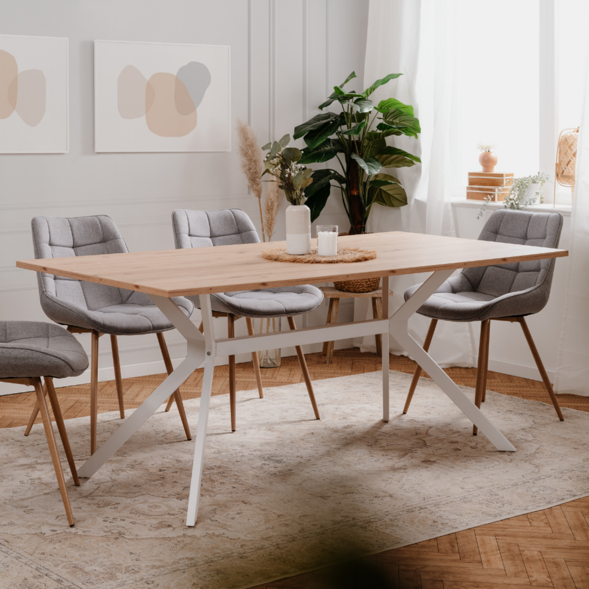 CONCEPT USINE Table à manger en bois 6 à 8 personnes MILES