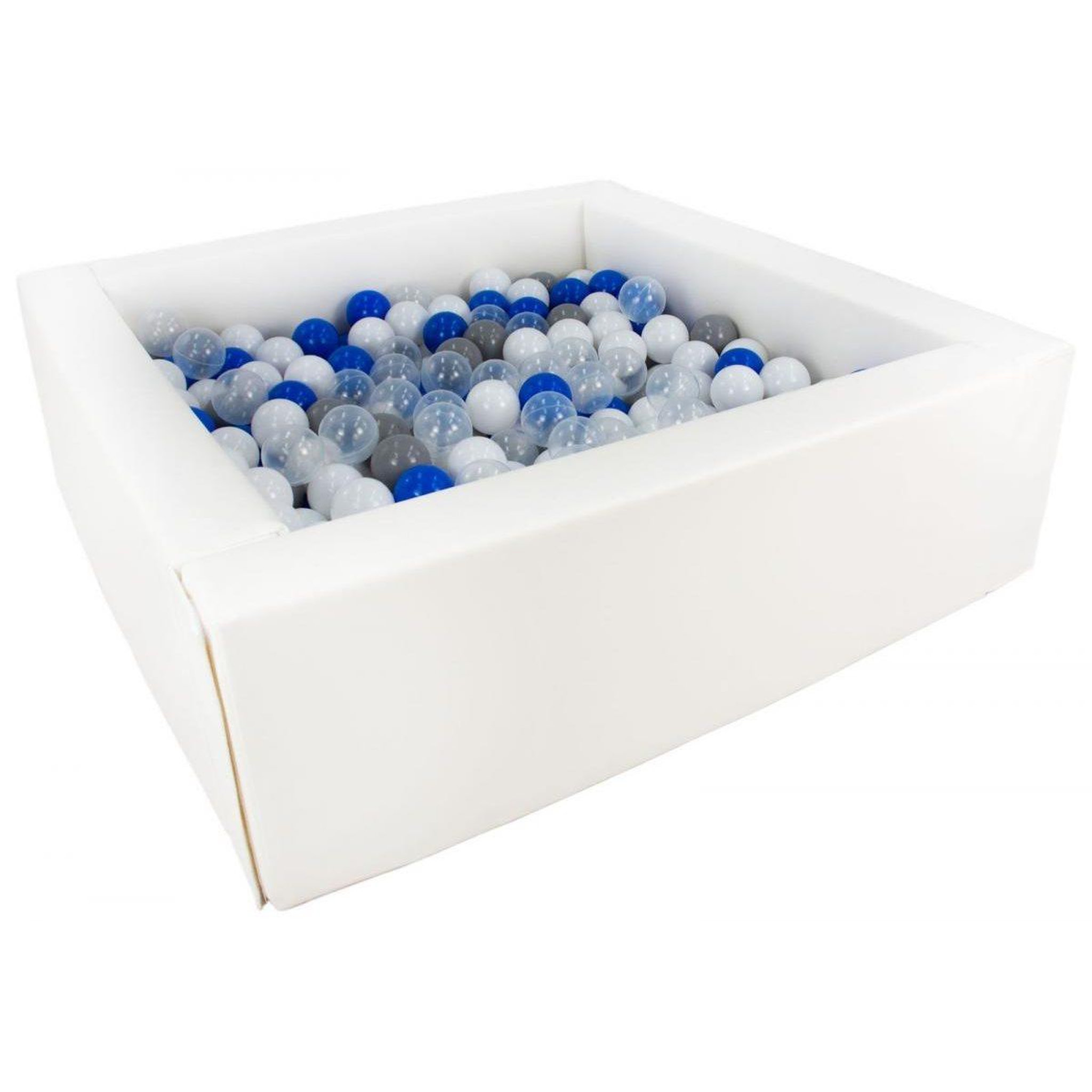 VELINDA Piscine à balles carrée avec 300 balles - blanc/blanc, rose, gris