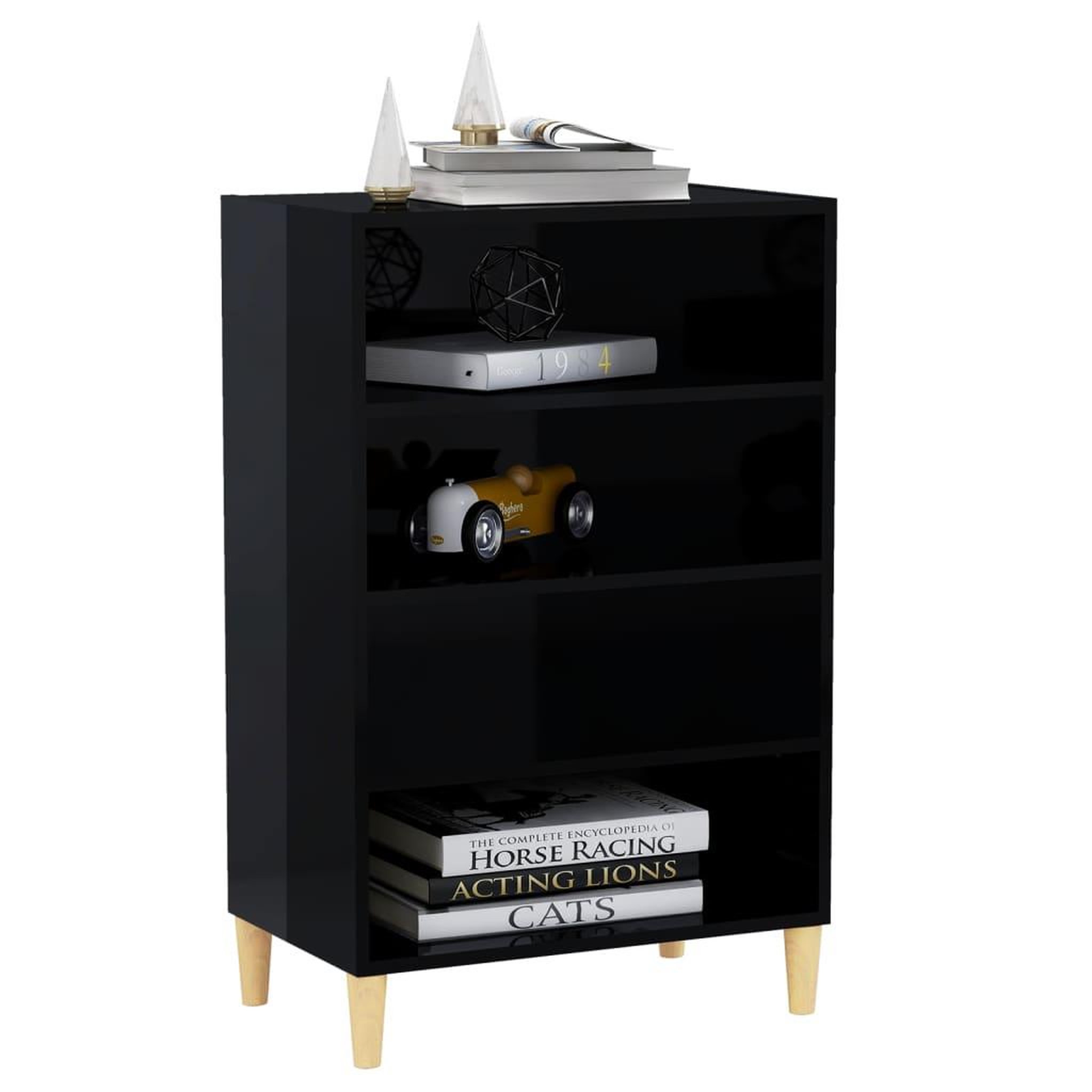 Voir la diapositive 3 : VIDAXL Buffet noir brillant 57x35x90 cm bois d'ingenierie