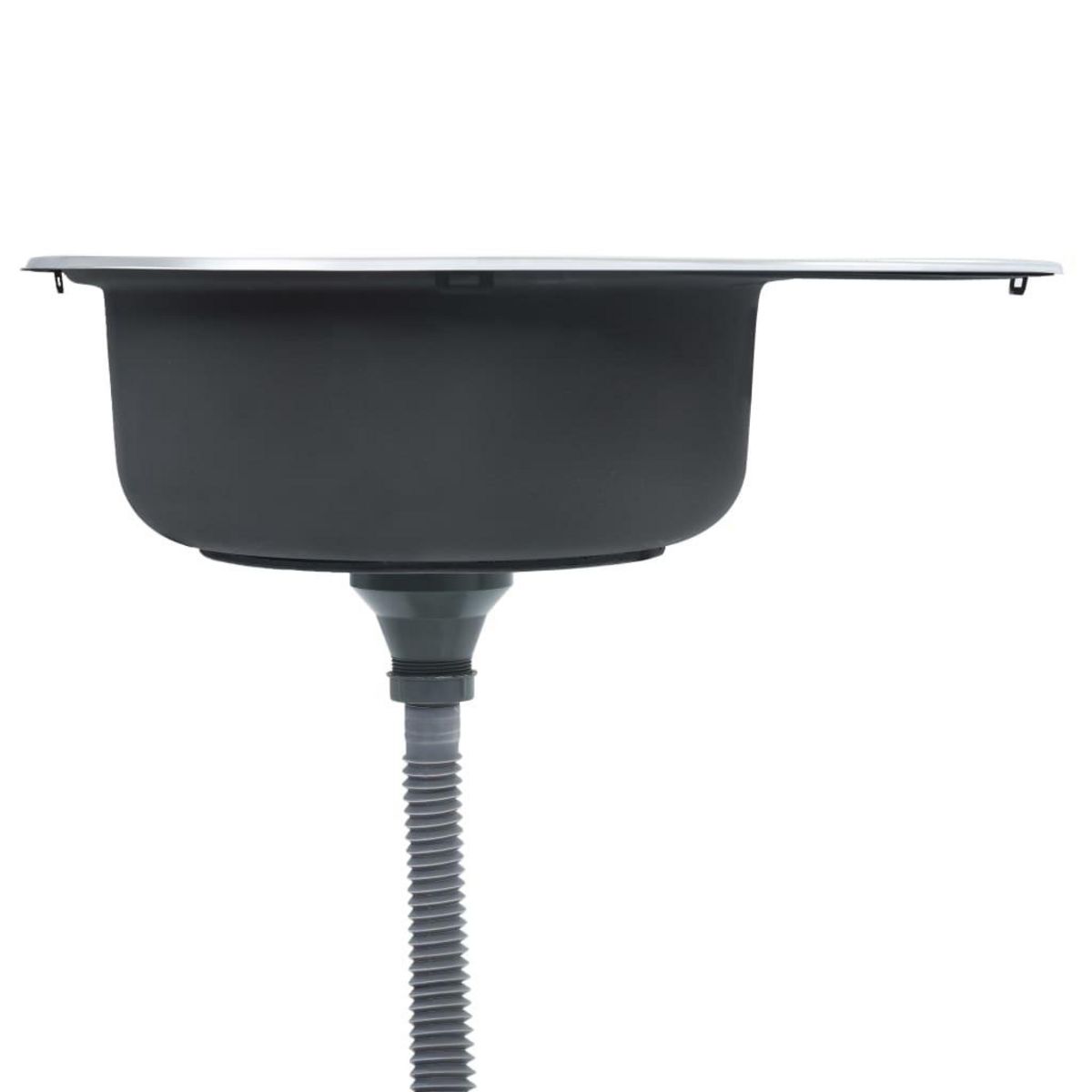 VIDAXL Evier de cuisine avec crepine et piege Ovale Acier inoxydable