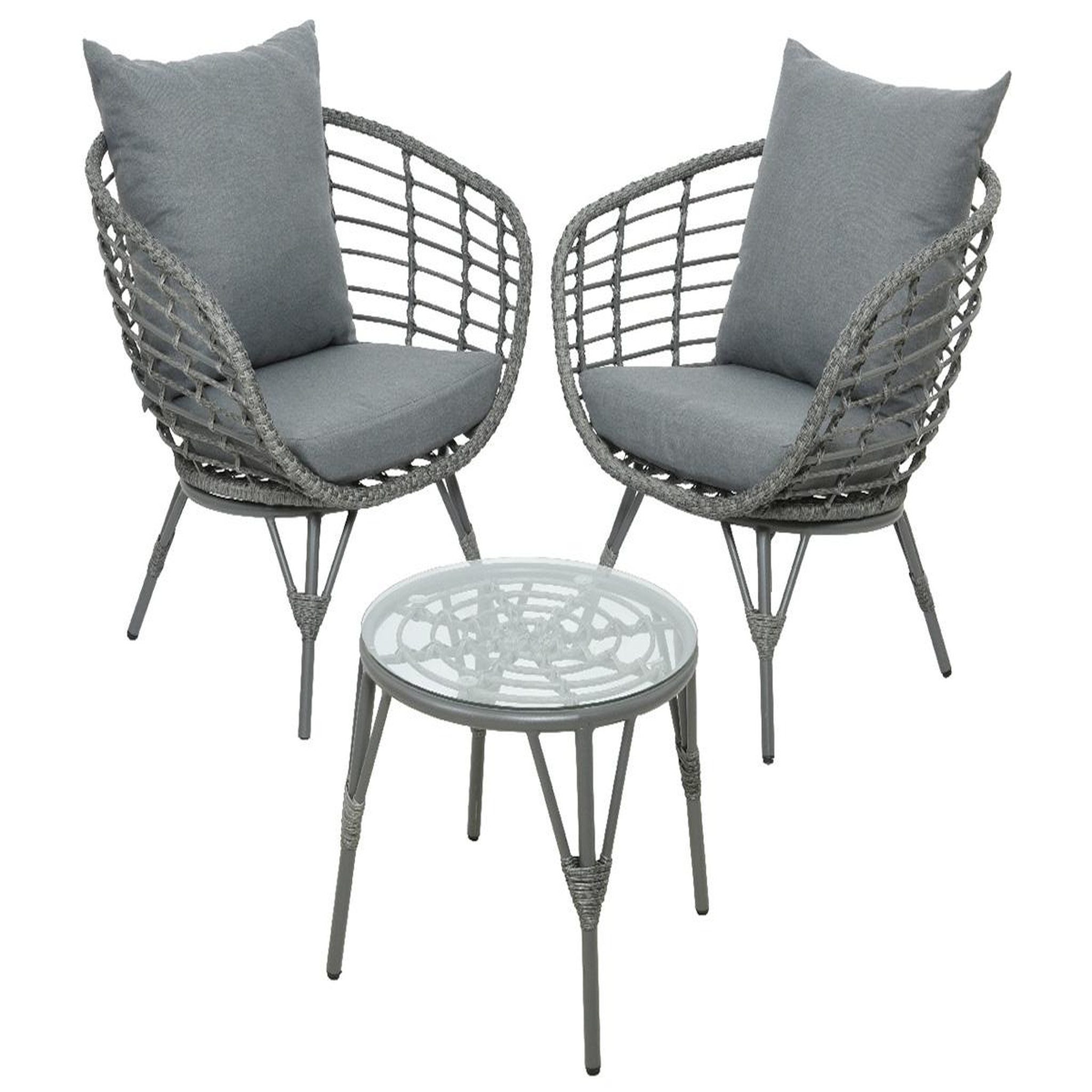 JARDIDECO Salon de jardin en résine tressée gris evora - 2 places